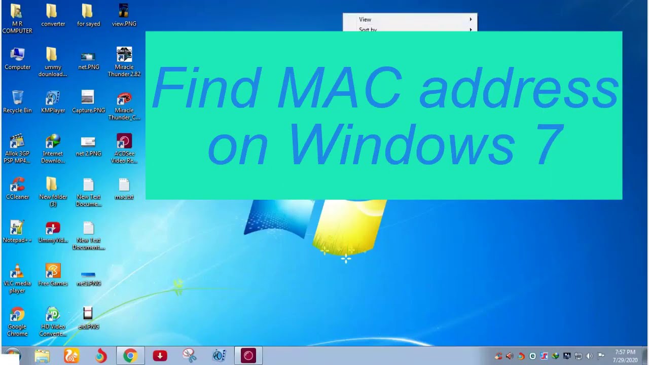Find MAC address on Windows 7