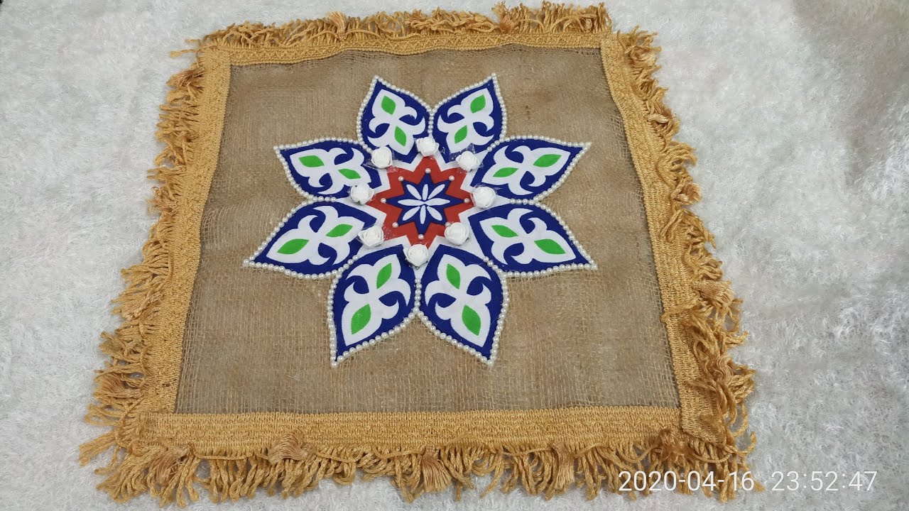 باقى قماش خياميه وخيش وورد عملت مفرش_رمضان 2020 زينه_رمضان أفكار