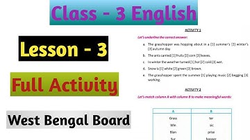 Class 3 English Lesson 3 Full Activity | Class 3 English Lesson 3 Activity 1 to 7