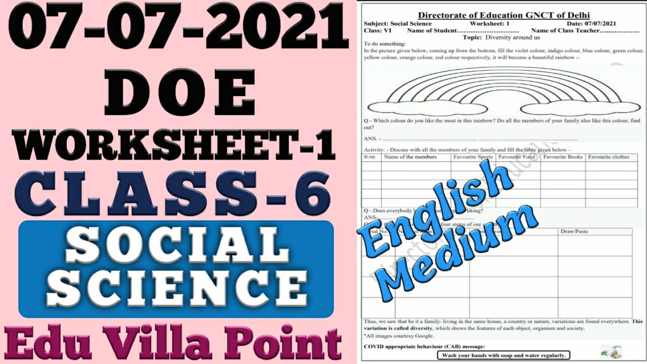 class 6 social science worksheet 1 english medium 07 07 2021 class 6 sst edu villa point youtube