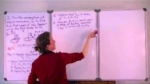 Physics example conservation of angular momentum mass impacts rotating disk.avi