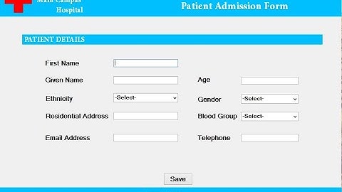 Hospital management System. Patient Admission Form  using C#.Net and Sql Database. Part 2.