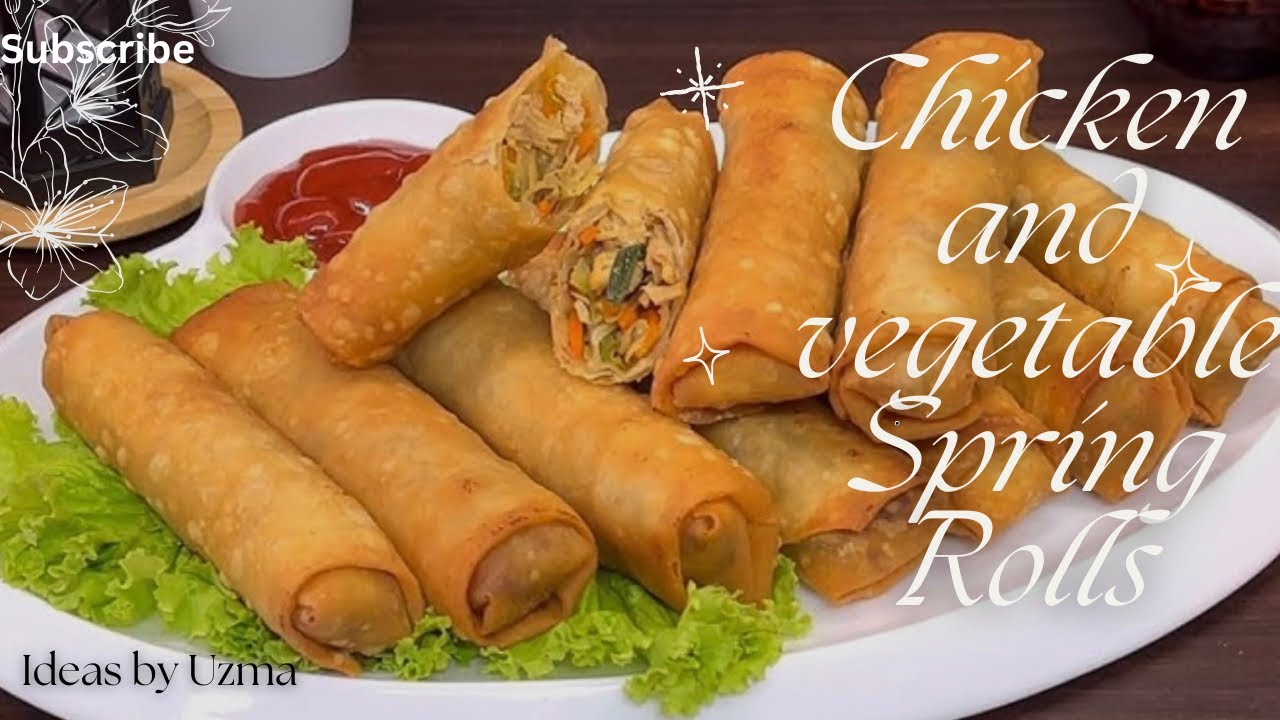 Chicken Vegetable Spring Rolls || Homemade Spring Roll Recipe	|| Crispy & Delicious | Ideas by Uzma 