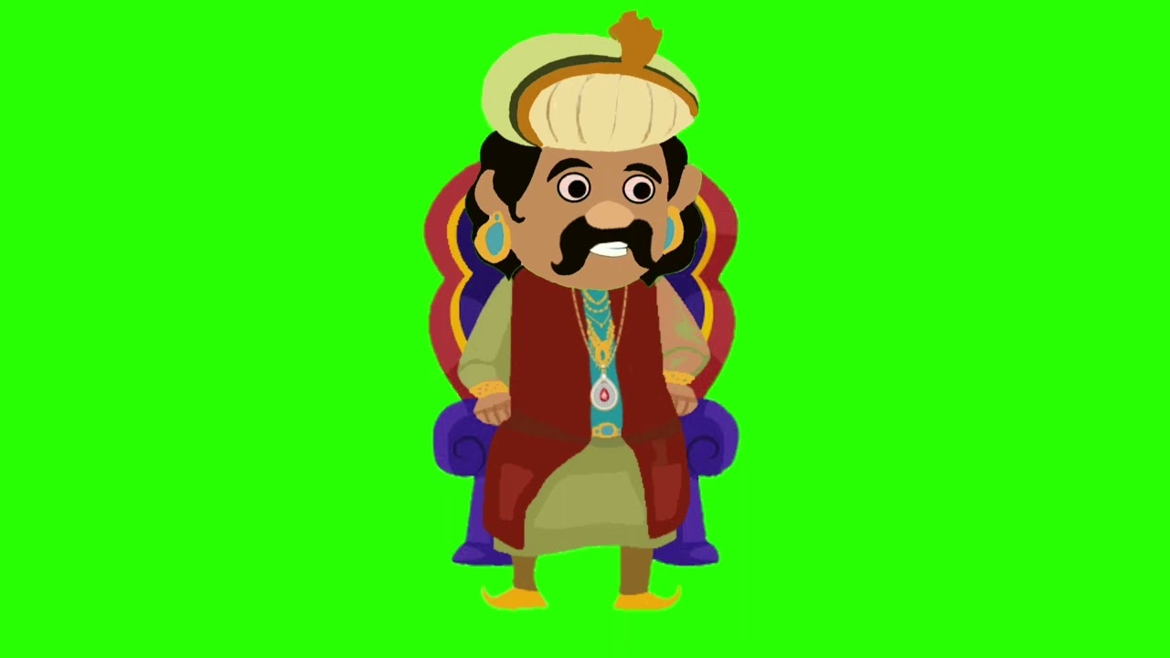 King green screen laughing  ! Raja Cartoon green screen ! Copyright free cartoon character