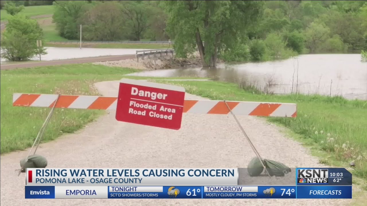 Water levels at Pomona Lake continue to rise, causing road and boat