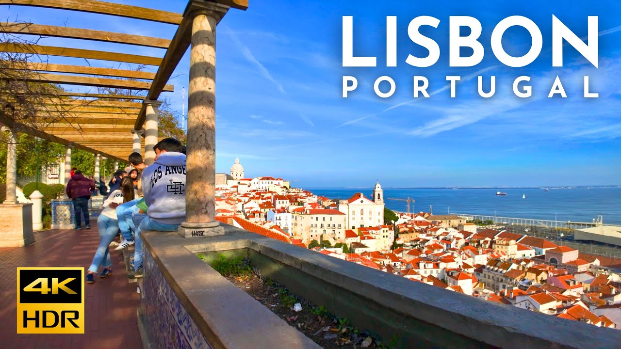 Lisbon Walking Tour: Praça do Comércio to Castelo São Jorge & SANTA LUZIA - 4K HDR