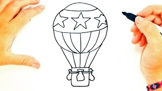 Cómo dibujar un Globo Aerostático paso a paso | Dibujo fácil de Globo Aerostático
