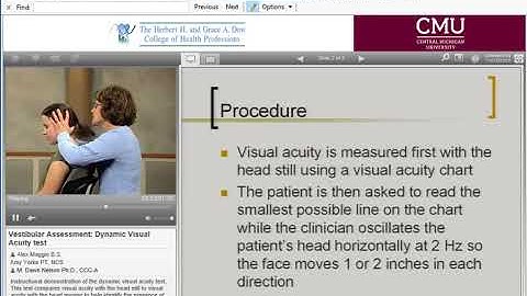 Vestibular Assessment   Dynamic Visual Acuity test