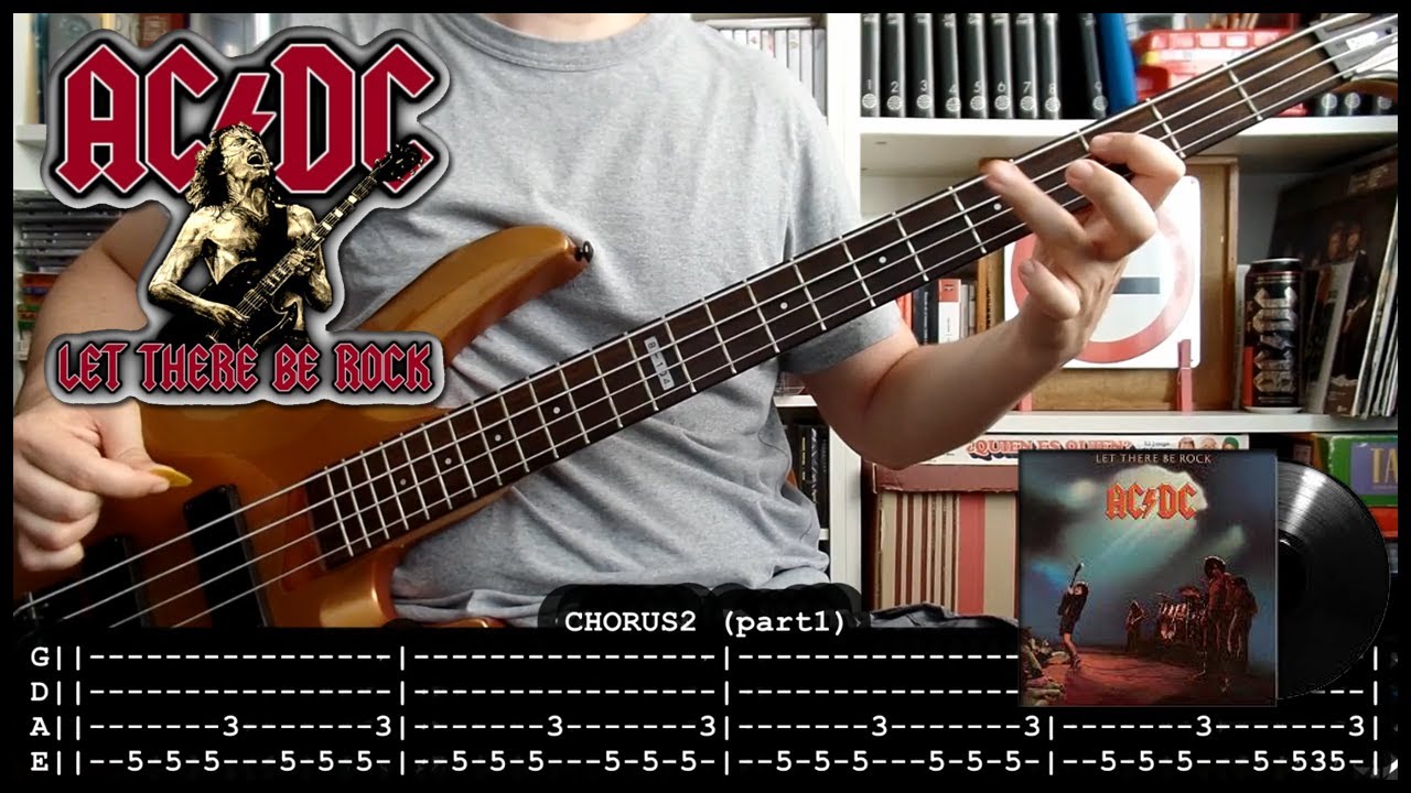 AC/DC - Let there be rock (bass cover w/ Tabs & lyrics)
