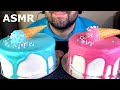 ASMR BLUE &amp; PINK UNICORN SUPER CREAM CAKES WITH MILK MUKBANG (DESSERT EATING SOUNDS) EATING SHOW