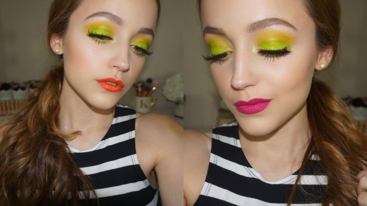 Lime Green Makeup Tutorial 3 Lip Options YouTube