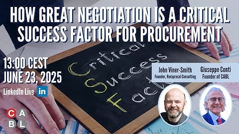 LinkedIn Live: How Great Negotiation Is a Critical Success Factor for Procurement