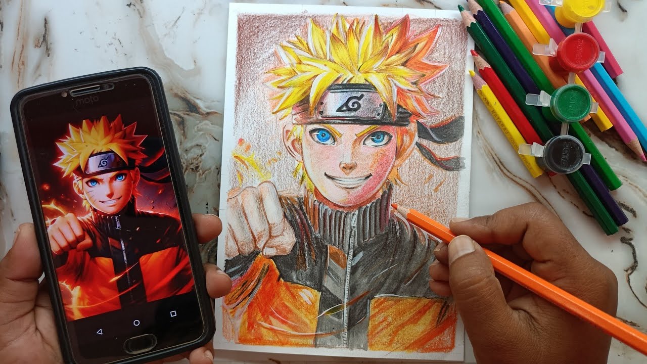 Naruto colour drawing easy ,😍 Naruto easy drawing with pencil colour ...