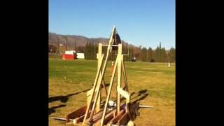 Shooting Bowling Ball using Trebuchet Catapult (Short)