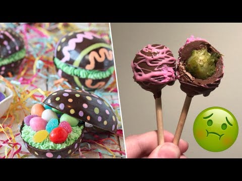 brownie-filled-chocolate-eggs-review-+-cake-pops-prank!--buzzfeed-test-#116