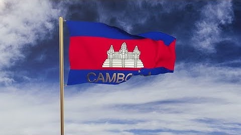 4K Cambodia flag with title waving in the wind. Looping sun rises style. Animation loop Stock video