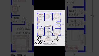 37'*35' house plan || 37'*35' ghar ka Naksha || 37'*35' floor plan