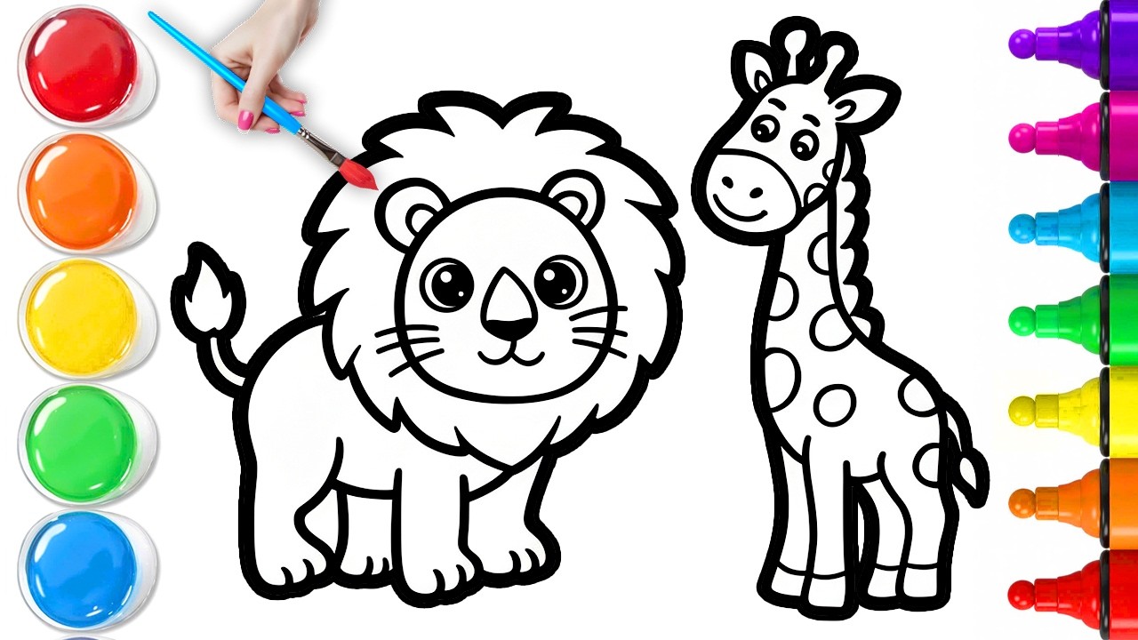 🦁♥️🦒 How To Draw a Cute Lion & Giraffe | Easy Step By Step Tutorial ...