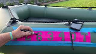 Stenciling Registration Numbers on Inflatable Boats Using a permanent marker