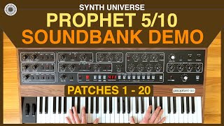 Sequential Prophet 5/10 rev 4 | Sound Bank Demo (Patches 1 - 20) | Synth Universe