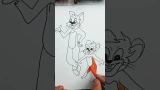 رسم القط والفأر . رسم توم وجيرى . رسم سهل وجميل . tom and jerry drawing