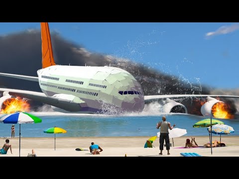 Emergency Landing On The Beach After Engine Exploded - Airplane Crashes ! Besiege plane crash