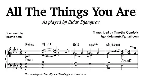 All The Things You Are- Eldar Djangirov| Transcrip...