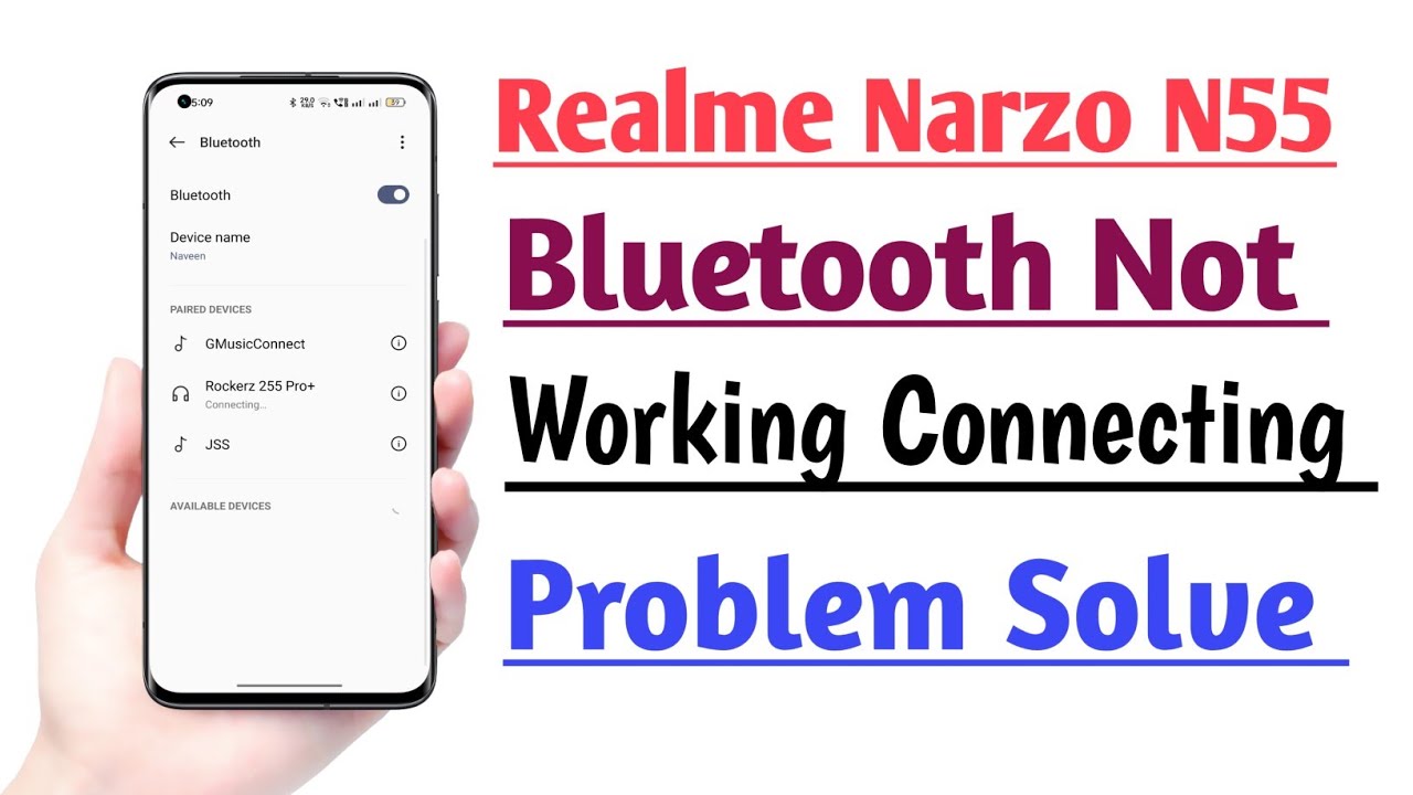 Realme Narzo N55 Bluetooth Not working Connecting Problem Solve - YouTube