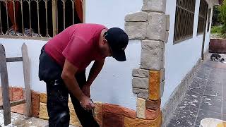 Como hacer imitación piedra con cemento tipo colonial