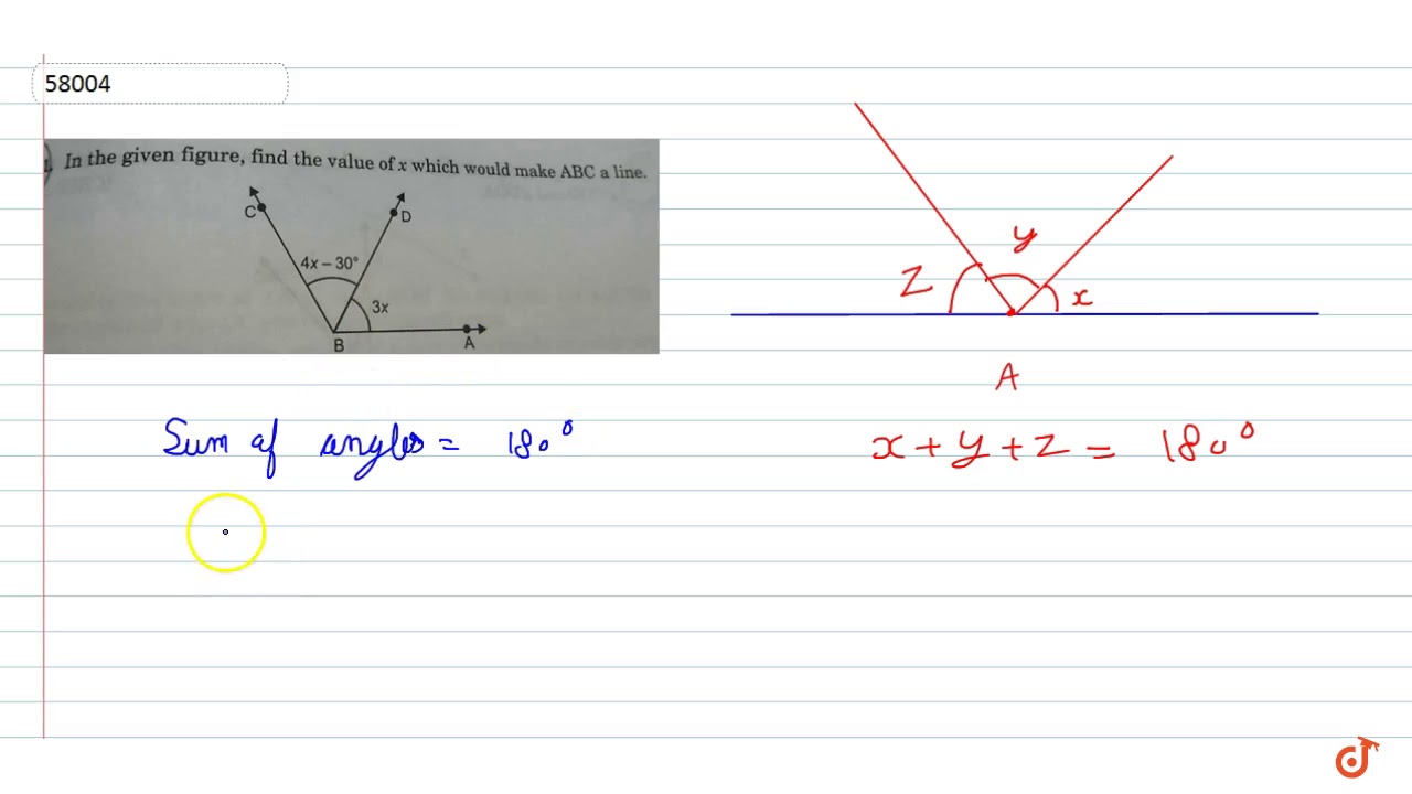 In The Given Figure Find The Value Of X Which Would Make Abc A Line Youtube