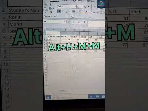 Merge Shortcut key #shortsvideo #excel #tipsandtricks #excelshortcutsinhindi