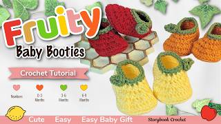 Easy Crochet Fruit Baby Slippers Step By Step Tutorial  | Baby Shoes Crochet Pattern