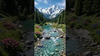 🏔️💙 Where snow, rivers, and #Nature #Mountains #River #SnowyMountains#Landscape #NatureLovers .