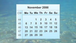 November 2000 Calendar