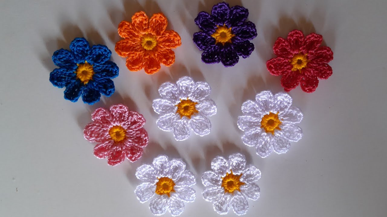 FLORZINHAS EM CROCHÊ PARA APLIQUE (PASSO A PASSO FÁCIL E RÁPIDA DE FAZER 