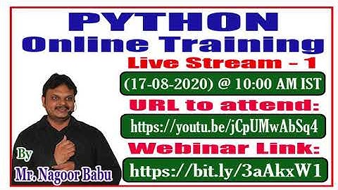 Python With Project  Demo Youtube Live Stream By Nagoor Babu Sir On 17-08-2020@ 10:00 AM.