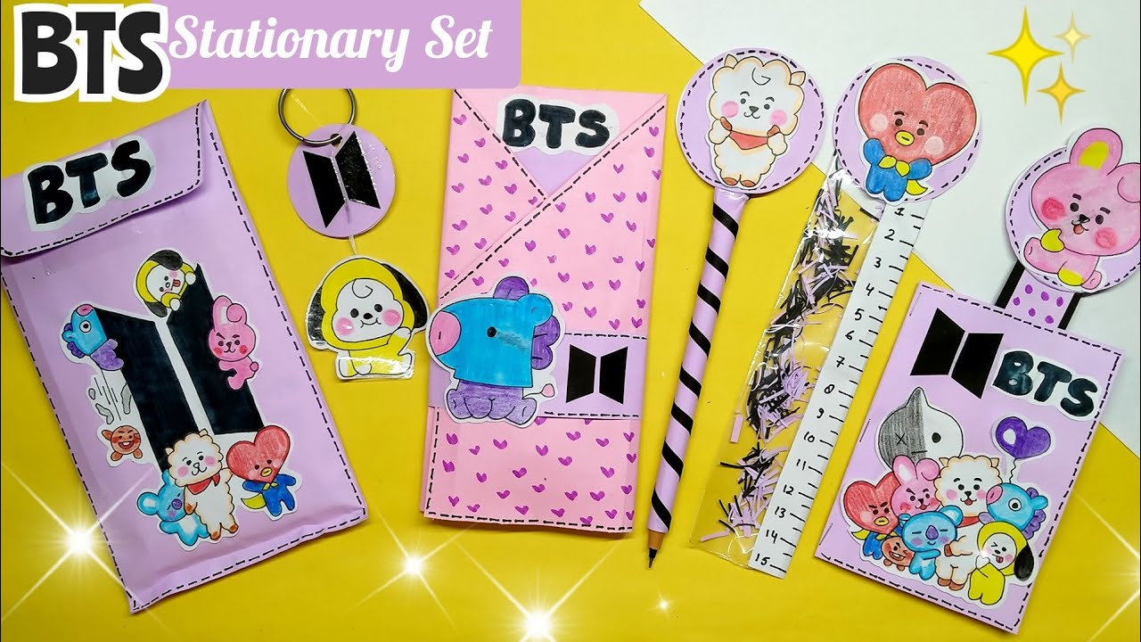 Day-6)How to make BTS Stationery set at home /DIY handmade