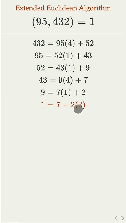 Extended Euclidean Algorithm to Solve Linear Diophantine Equation - YouTube