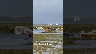 Capsized sailing boat-can he get it up? #blakeney #sailing