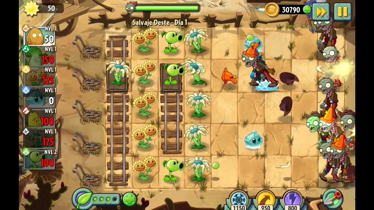 Plantas vs Zombies 2- Salvaje Oeste Nivel 1 - YouTube