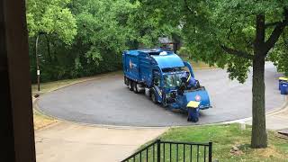 Republic Services Trash Truck Knocks Over Can, Courteous Driver Picks It Up, It Falls Over Again