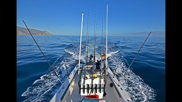 Setting the small boat marlin trolling spread