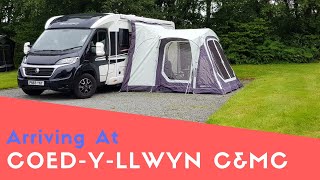 Arriving At CoedYLlwyn Caravan And Motorhome Club Site | Driveaway Awning
