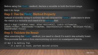 Resolving the Object variable or with block variable not set Error in VBA's Range.Find()