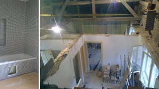 Reconstruction old house - Bathroom, undercutting, ceiling, wooden floor | Cubivideo