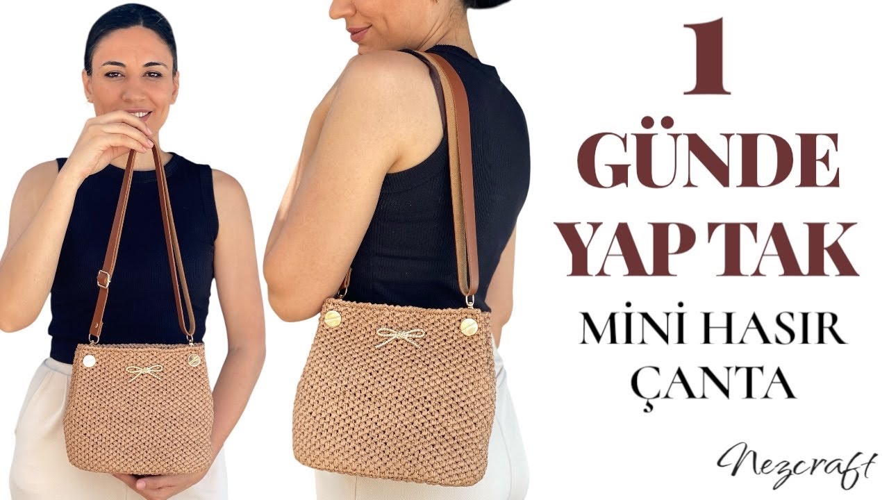 Mini Hasır Çanta Yapımı | 1 Günde Bitir! Yazlık El Yapımı Çanta