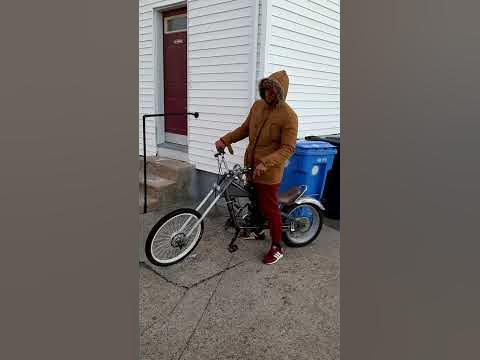 schwinn chopper bike 80cc engine home made review and riding - YouTube