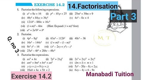 class8 maths |Chapter 14|🙋‍♂️Factorisation| 💁Exercise 14.2 |Q no 3 part 3|With notes |CBSE |NCERT|