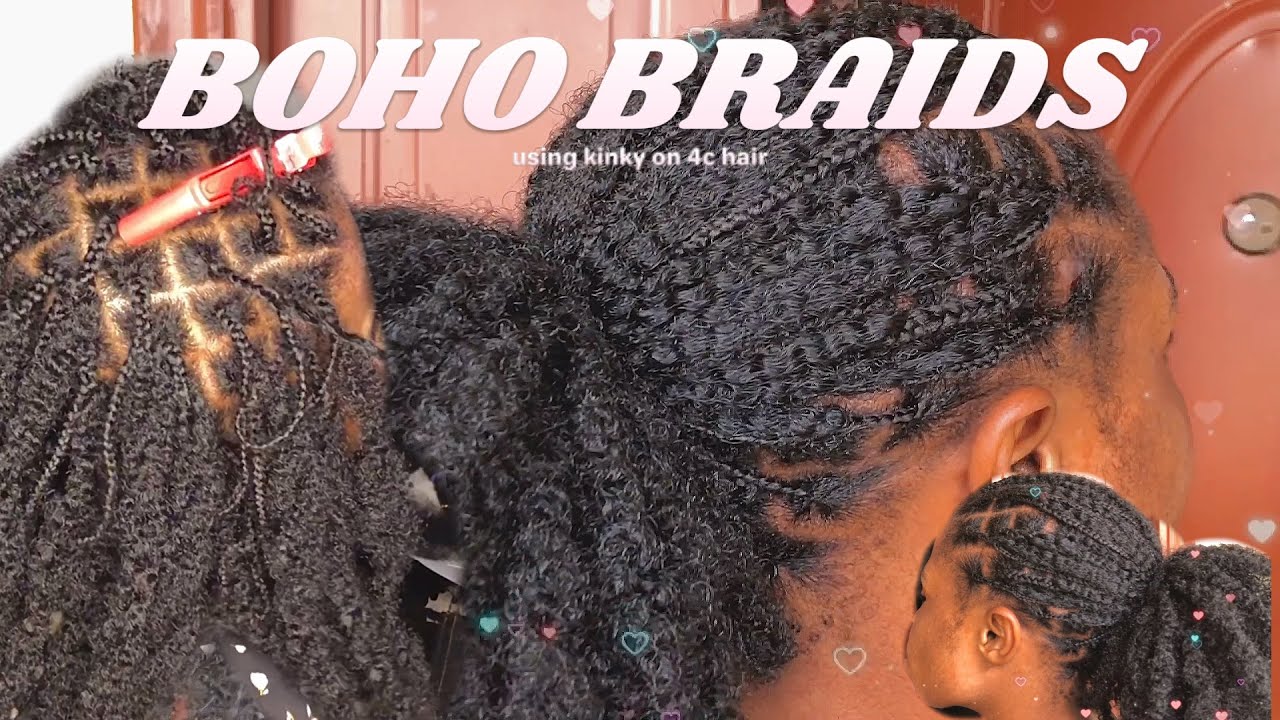 BOHO BRAIDS on Type 4 Natural Hair | Using KINKY HAIR