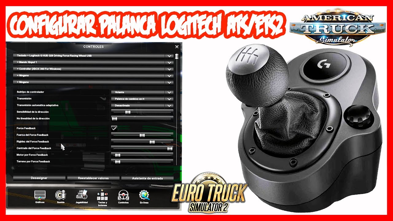 Como configurar Palanca de Cambios Logitech Driving Force Shifter en ATS y  ETS2│Palancan Logitech 